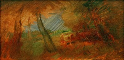 Pradera forestal otoñal con vacas de Wilhelm Busch