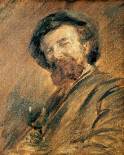 Autorretrato con copa de vino de Wilhelm Busch
