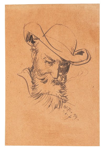 Autorretrato con sombrero de Wilhelm Busch