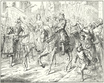 El archiduque Maximiliano, el futuro emperador del Sacro Imperio Romano Maximiliano I, con su esposa, María de Borgoña, en Gante de Wilhelm Camphausen