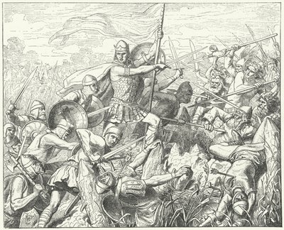 Arnulfo de Carintia asaltando las defensas normandas en el río Dyle, 891 de Wilhelm Camphausen