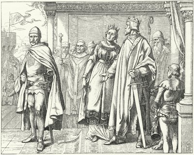 Ernesto II, duque de Suabia, ante el rey Conrado II de Alemania después de rebelarse contra él de Wilhelm Camphausen