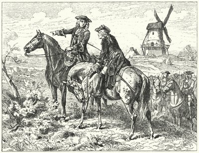El Duque de Marlborough y el Príncipe Eugenio de Saboya en la Batalla de Malplaquet de Wilhelm Camphausen