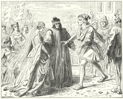 El emperador del Sacro Imperio Romano Federico III encontrándose con su prometida, Leonor de Portugal, en Siena de Wilhelm Camphausen
