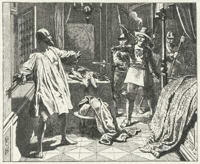 El asesinato de Albrecht von Wallenstein, general bohemio en el ejército del Sacro Imperio Romano en la Guerra de los Treinta Años de Wilhelm Camphausen