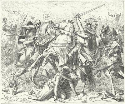 El duque rebelde Rodolfo de Suabia mortalmente herido en la batalla de Elster de Wilhelm Camphausen