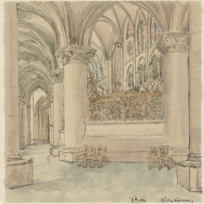 Interior de Notre-Dame en París de Wilhelm Cornelis Bauer