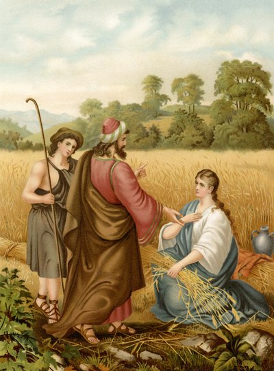 Rut en el campo de Booz (litografía en color) de Wilhelm Ebbinghaus