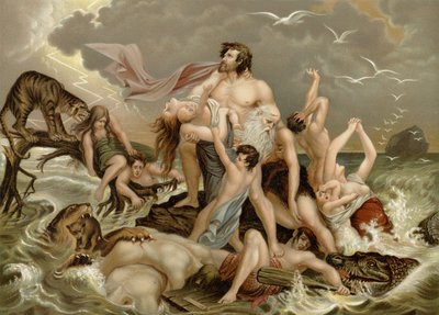El diluvio (litografía en color) de Wilhelm Ebbinghaus
