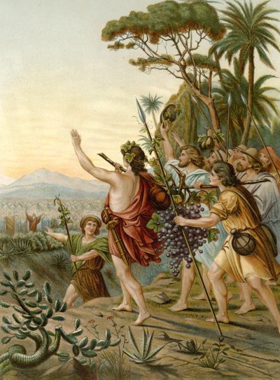 Los exploradores de la tierra de Canaán (litografía en color) de Wilhelm Ebbinghaus