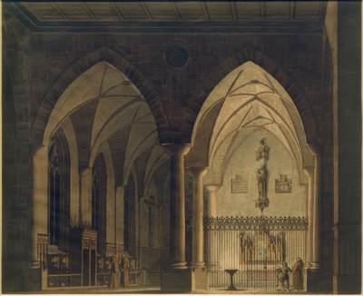 Interior de iglesia gótica de Wilhelm Gail