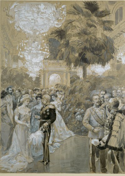 Baile de corte en el Hofburg vienés, palacio de la ciudad de los emperadores de Austria-Hungría ... de Wilhelm Gause