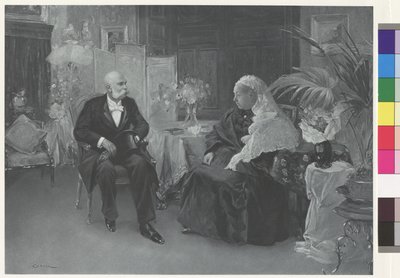 La reina Victoria y el emperador Francisco José en el Hotel du Cimiez de Niza de Wilhelm Gause