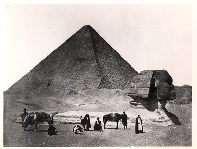 La Esfinge y la Gran Pirámide de Keops en Giza, c.1860 de Wilhelm Hammerschmidt