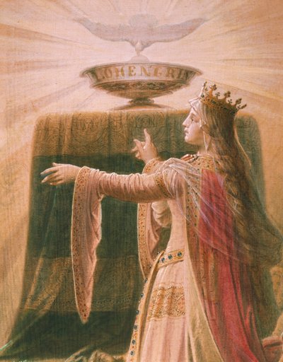 El Milagro del Grial, de la Saga de Lohengrin, Salón (detalle) de Wilhelm Hauschild