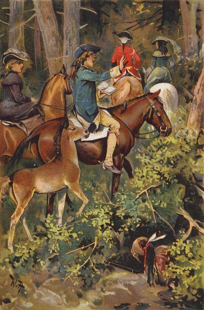 Escena de El último mohicano, de James Fenimore Cooper (litografia en color) de Wilhelm Hoffmann