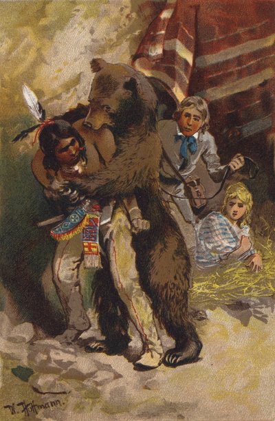 Escena de El último mohicano, de James Fenimore Cooper (litografia en color) de Wilhelm Hoffmann