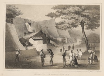 Antiguo castillo de Na-Ga-Cus-Ko, Lew Chew, 1855 de Wilhelm Joseph Heine