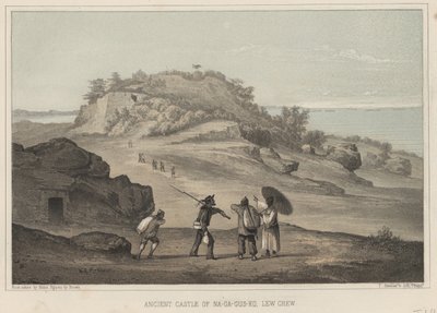 Antiguo castillo de Na-Ga-Gus-Ko, Lew Chew, 1855 de Wilhelm Joseph Heine