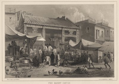 Mercado de Pescado en Cantón, 1855 de Wilhelm Joseph Heine