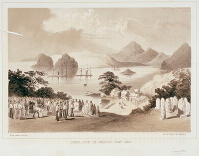 Simoda desde el cementerio americano de Wilhelm Joseph Heine