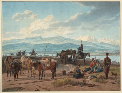 Alto de cosacos rusos, 1804 de Wilhelm Kobell Ritter von