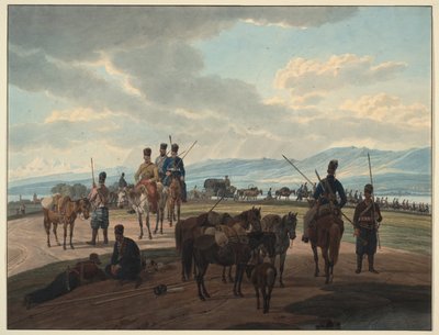 Cosacos rusos en marcha de Wilhelm Kobell Ritter von