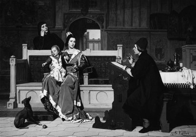 Hugo van der Goes pintando el retrato de María de Borgoña de Wilhelm Koller