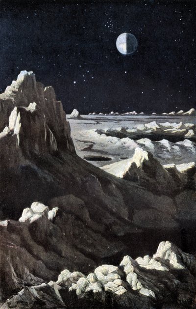 Paisaje lunar, c1880 (grabado) de Wilhelm Kranz