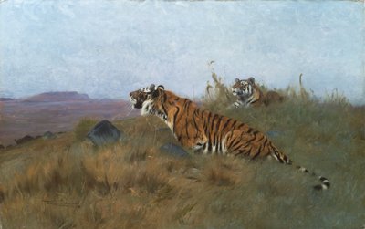 Tigres acechando a su presa de Wilhelm Kuhnert