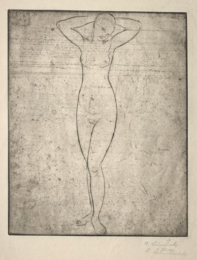 Chica de pie con los brazos detrás de la cabeza de Wilhelm Lehmbruck