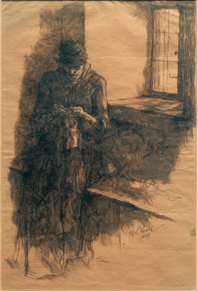 Anciana tejiendo de Wilhelm Maria Hubertus Leibl