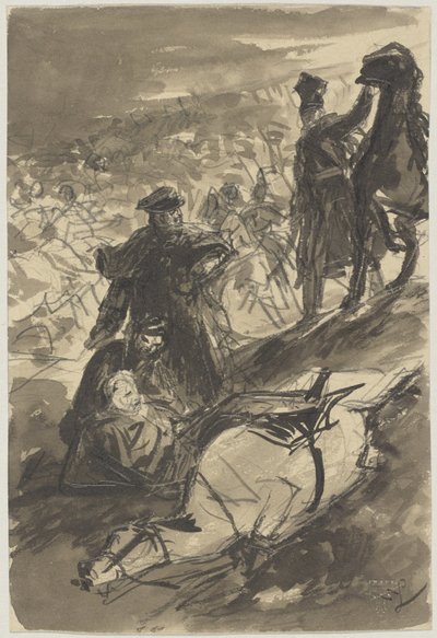 La caída de Blucher en la Batalla de Ligny de Wilhelm Lindenschmit der Jüngere