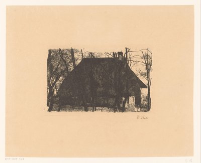 Casa de campo entre árboles desnudos de Wilhelm Maria Hubertus Leibl (signed by artist)