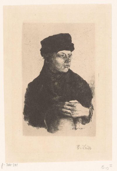 Campesino con jarra de Wilhelm Maria Hubertus Leibl (signed by artist)