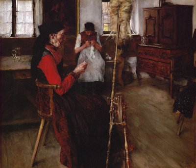 Spinning Women (óleo sobre lienzo) de Wilhelm Maria Hubertus Leibl