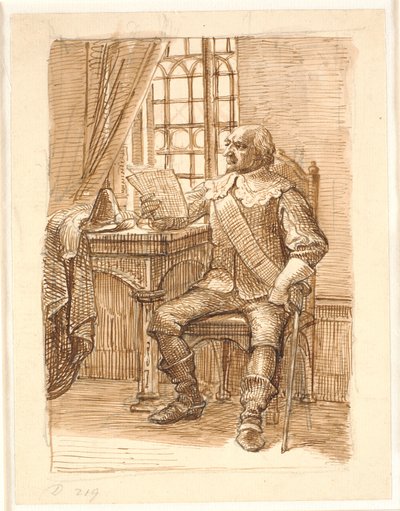 Noble de la época de Chr. 4 sentado leyendo una carta de Wilhelm Marstrand