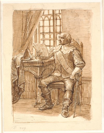 Noble de la época de Chr. 4 sentado leyendo una carta de Wilhelm Marstrand