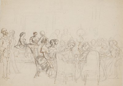 Reunión vespertina en casa de la princesa Charlotte Frederikke en Roma de Wilhelm Marstrand