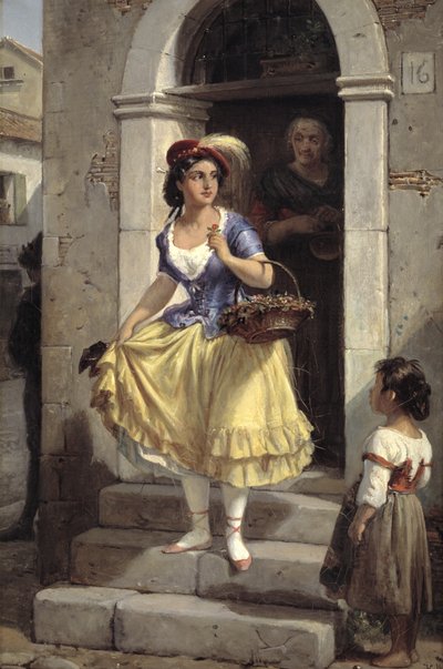 Una mujer italiana en camino al carnaval de Wilhelm Marstrand