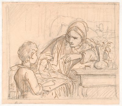 Annette Hage muestra imágenes a su sobrino Hother de Wilhelm Marstrand