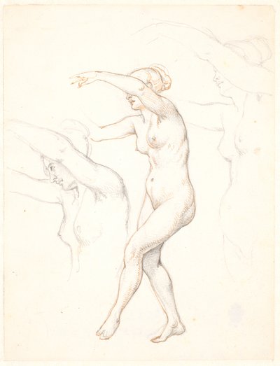 Hoja con tres estudios de mujer desnuda bailando de Wilhelm Marstrand