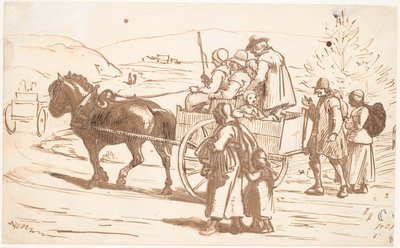 Campesinos de Orsa Sogn yendo a la iglesia, Dalarne de Wilhelm Marstrand