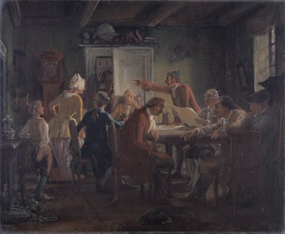Collegium Politicum. De "El Tinker Político" de Ludvig Holberg, Acto I, Escena 2. de Wilhelm Marstrand