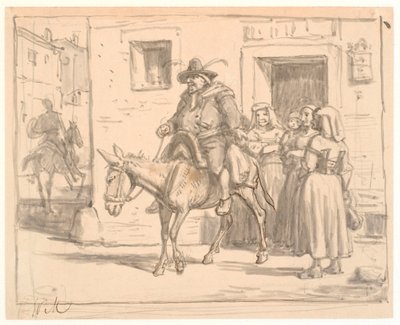 Don Quijote y Sancho Panza dejando la posada de Wilhelm Marstrand