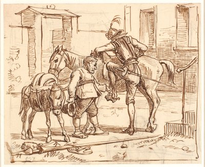 Don Quijote monta a caballo de Wilhelm Marstrand