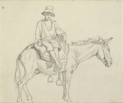 Niño sentado de lado en un burro de Wilhelm Marstrand