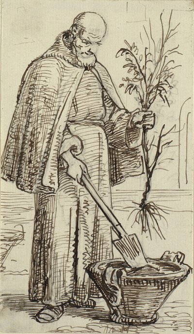 Un monje planta un árbol de Wilhelm Marstrand