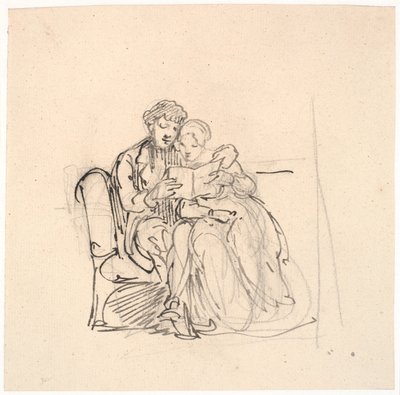 Una joven pareja leyendo una carta de Wilhelm Marstrand