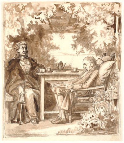 Ewald recibe en Rungsted en una casa de placer con vista hacia Hven la visita de su madre despiadada de Wilhelm Marstrand